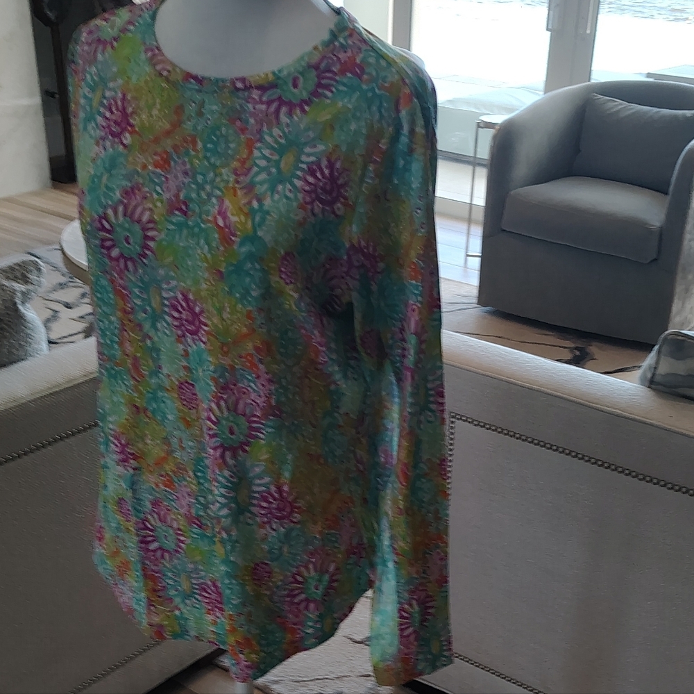 IBKUL Women's Long Sleeve Top - Multicolor Floral - Picture 4 of 12